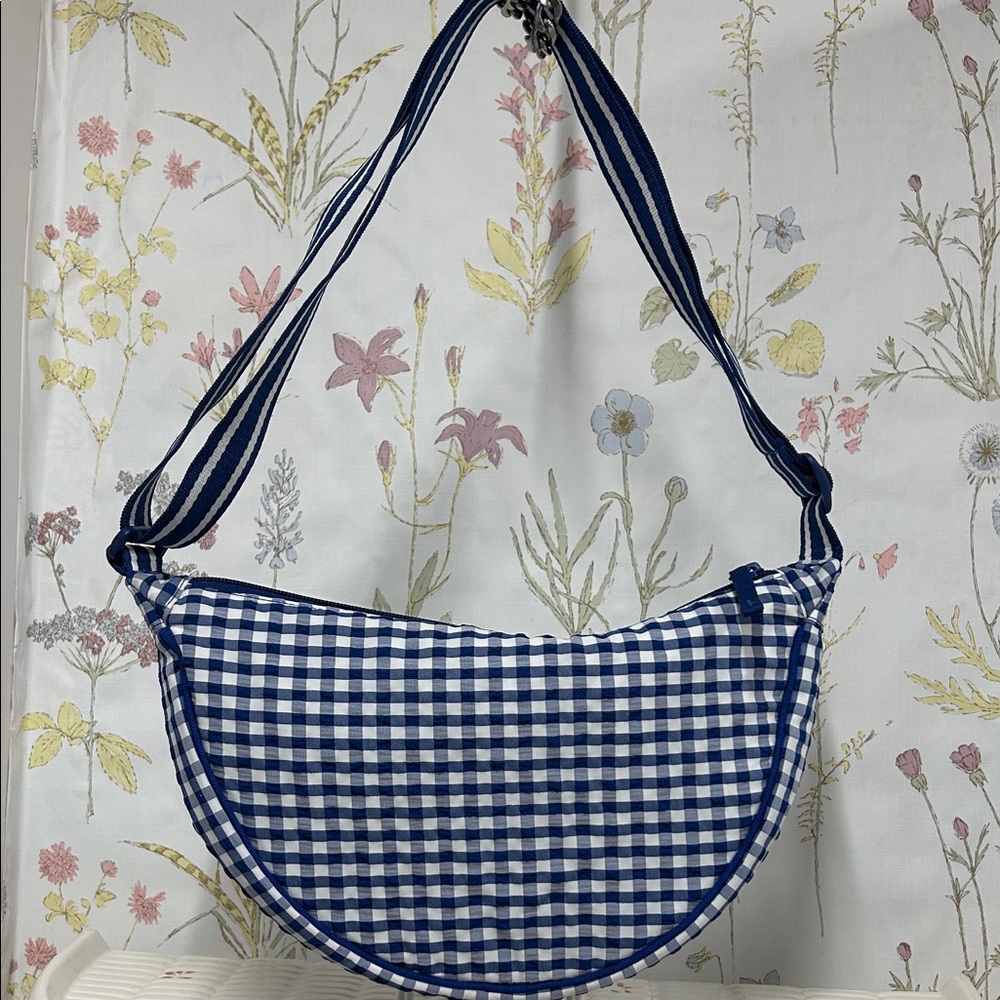 Uniqlo Navy and White Checkered Shoulder Bag